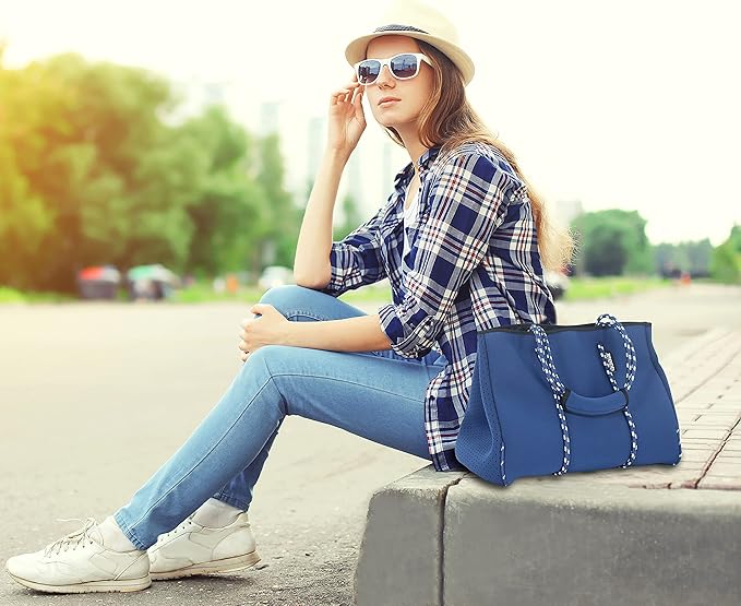 QOGiR Neoprene Multipurpose Beach Bag Tote with Inner Zipper Pocket … … … …