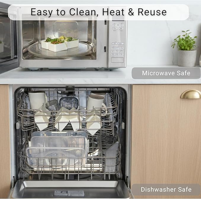 Snackle Box Container with 8 Removable Compartments - 2 Pack Divided Serving Tray with Lid and Handle for Candy, Fruits, Veggies, Nuts, Snacks - Dishwasher Safe, Reusable Travel Snack Box