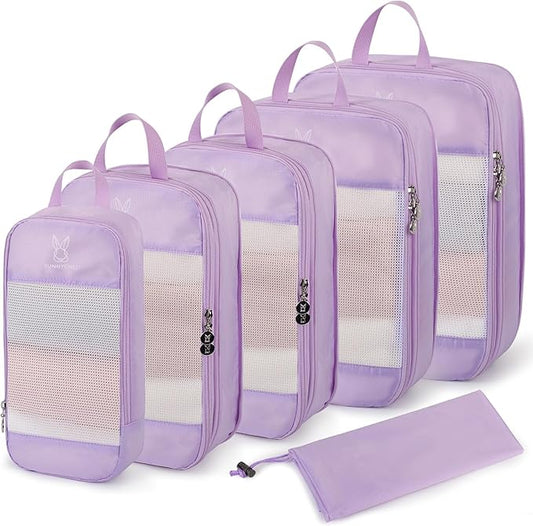 Expandable Compression Packing Cubes for Suitcases,6 Set Lightweight Compressible Travel Packing Organizer for Carry on Suitcase,Organizer Bags Set as Travel Essentials for Women