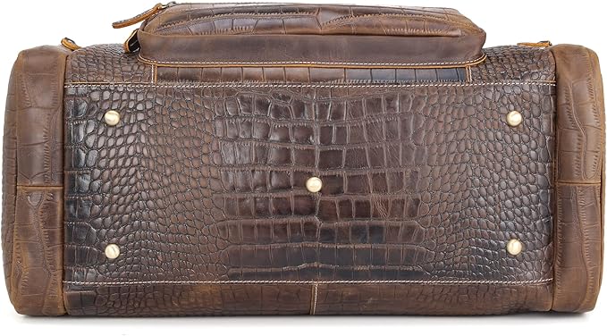 Polare 23" Full Grain Cowhide Leather Gym Duffle Weekender Overnight Travel Duffel Bag For Men