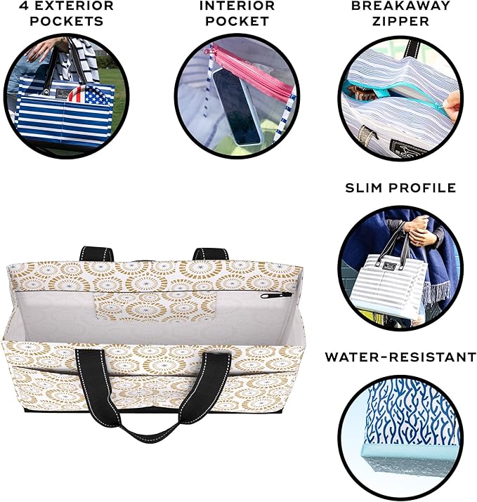 SCOUT Uptown Pocket Tote - Medium Multi-Use Tote Bag for Women, Nurses, Teachers, and Moms, 5 Pockets, Breakaway Zipper