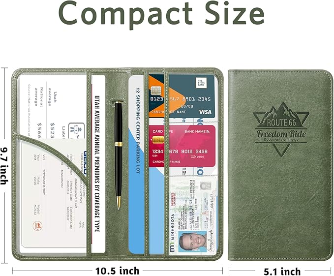 CoBak Car Registration and Insurance Holder - Vehicle Glove Box Car Organizer,Auto Truck Comparment Accessories Case with Magnetic Closure for Driver License,Cards