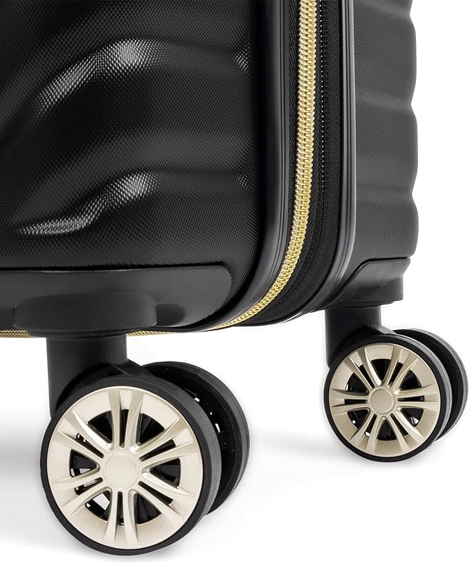 Kenneth Cole REACTION Madison Square Lightweight Hardside Chevron Expandable Spinner Luggage, Black, 24-Inch Checked