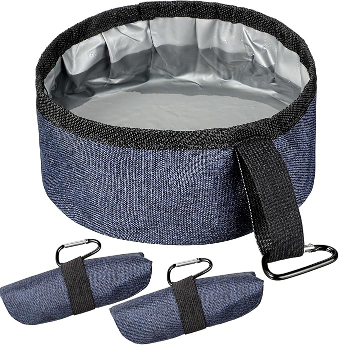 Meanplan 2 Pack Portable Dog Bowls Foldable Travel Dog Dish Portable Puppy Water and Food Bowl Pet Hiking Accessories for Small and Large Pets(Dark Blue,40 oz)