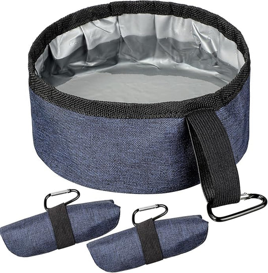 Meanplan 2 Pack Portable Dog Bowls Foldable Travel Dog Dish Portable Puppy Water and Food Bowl Pet Hiking Accessories for Small and Large Pets(Dark Blue,40 oz)