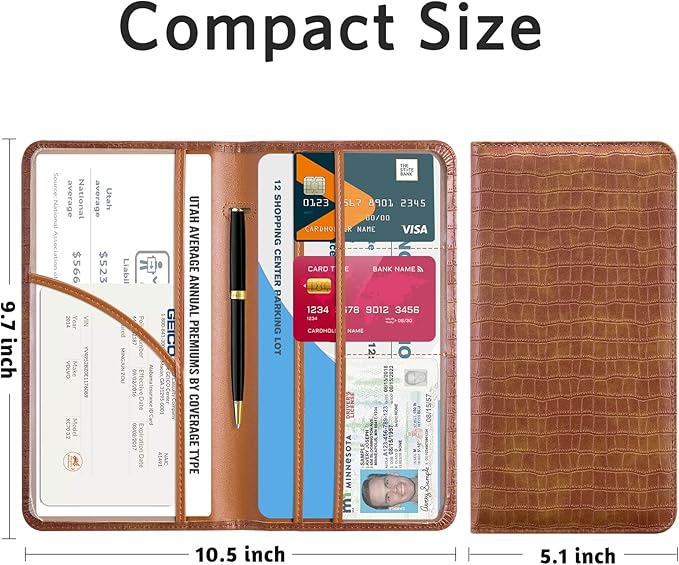 CoBak Car Registration and Insurance Holder - Vehicle Glove Box Car Organizer,Auto Truck Comparment Accessories Case with Magnetic Closure for Driver License,Cards