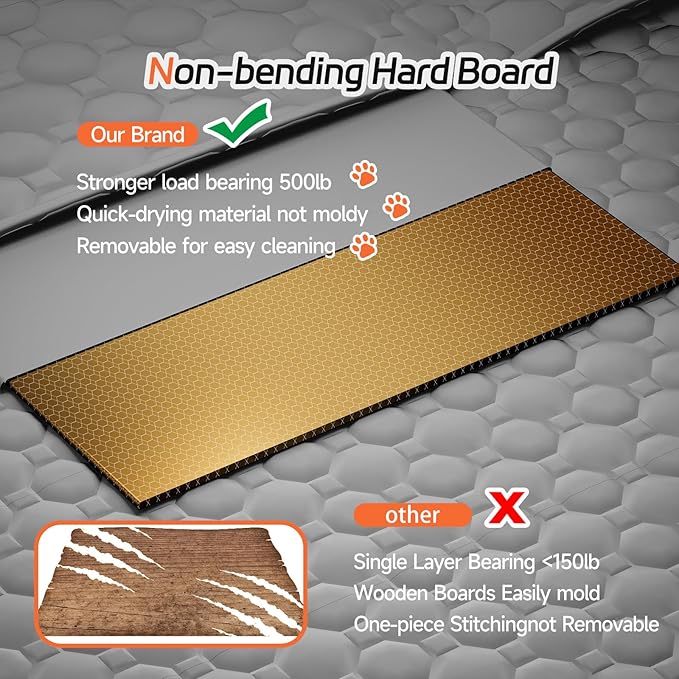 Grey Large Space Dog Hammock for Car, SUV, Small Truck - Universal Fit Dog Car Seat Cover with Hard Bottom, Waterproof & Scratch-Proof, Supports Up to 500 lbs