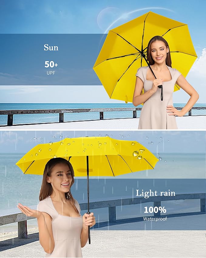 Windproof Travel Umbrella, Automatic Folding Compact Lightweight Umbrella for Women & Men, Durable and Portable, Fits Easily in Purse or Backpack