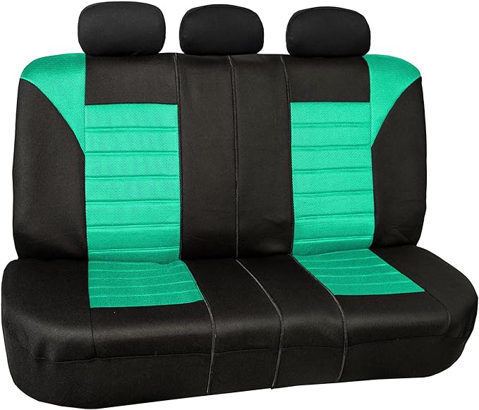 FH Group Automotive Car Seat Covers Rear Set Premium 3D Air Mesh Seat Covers, Airbag Compatible and Split Bench Cover Universal Fit Interior Accessories for Cars Trucks and SUVs - Mint