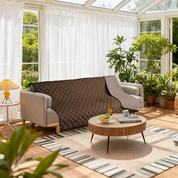 gogobunny 100% Double-Sided Waterproof Dog Bed Cover Pet Blanket Sofa Couch Furniture Protector for Puppy Large Dog Cat, Reversible (82x82 Inch (Pack of 1), Dark Chocolate/Light Chocolate)