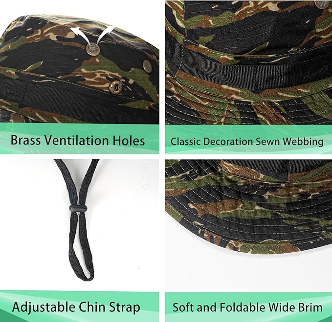 Sun Hats for Men Women Boonie Hat UPF 50+ Bucket Hat Wide Brim UV Protection Fishing Hiking Safari Outdoor Hats