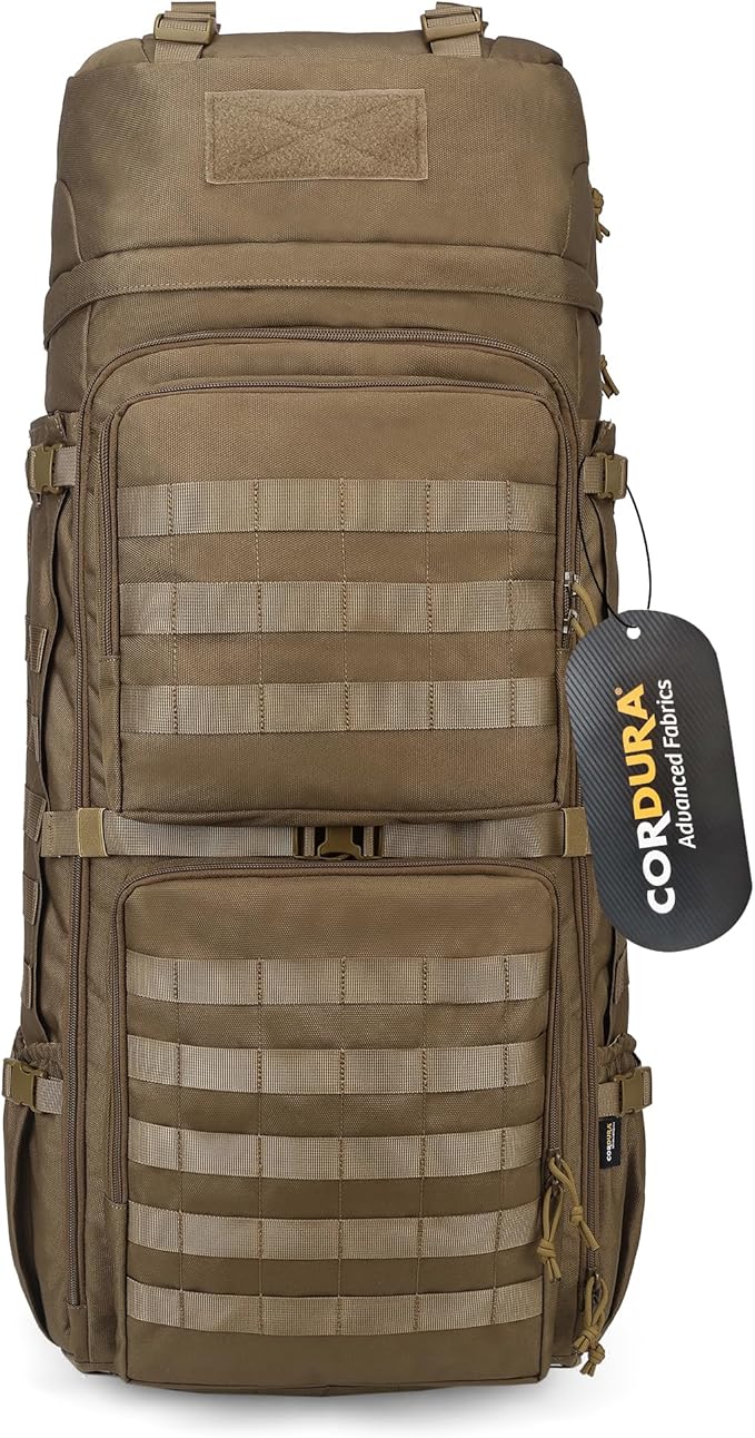 Mardingtop 75L Military Internal Frame Backpack for Men, Cordura Tactical Backpack with Recco for Snowboarding,Hiking,Camping