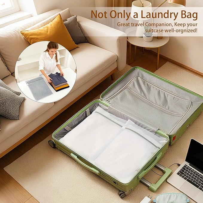 3Pcs Durable Mesh Laundry Bags, Premium Lingerie Bags for Washing Delicates, Underwear, Bra, Shoe, Sock, Laundry Bag Mesh Wash Bags Used in College Dorm, Laundry Room (12 * 16 Inches)