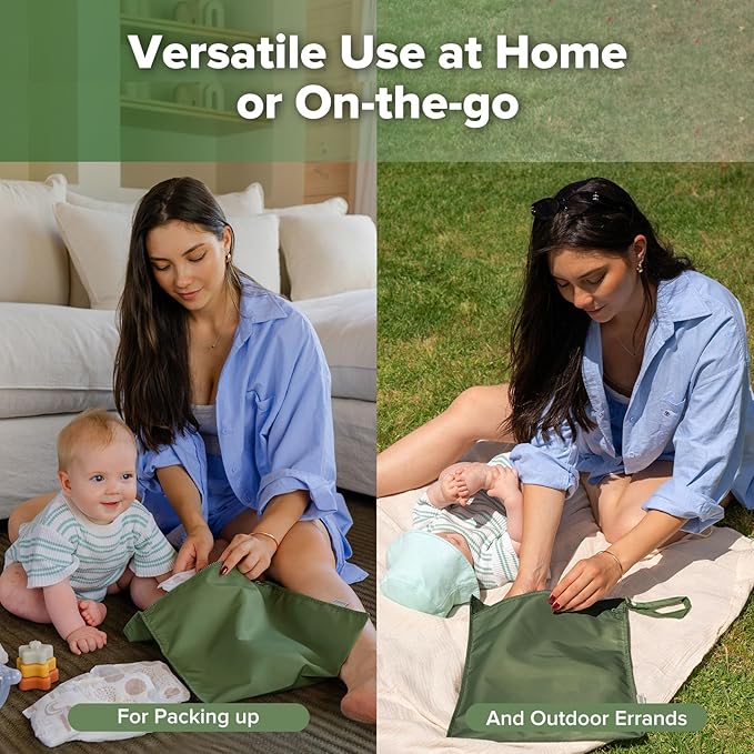 haakaa Waterproof Wet Bags for Baby Wet Dry Bags for Cloth Diaper, Swimsuit & Travel, 1pc, Olive Green