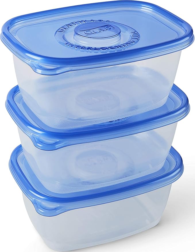 Glad GladWare Deep Dish Food Storage Containers, Large Rectangle - Meal Container Holds up to 64 Ounces of Food - Lock Tight Seal, 3 Count - 6 Pack
