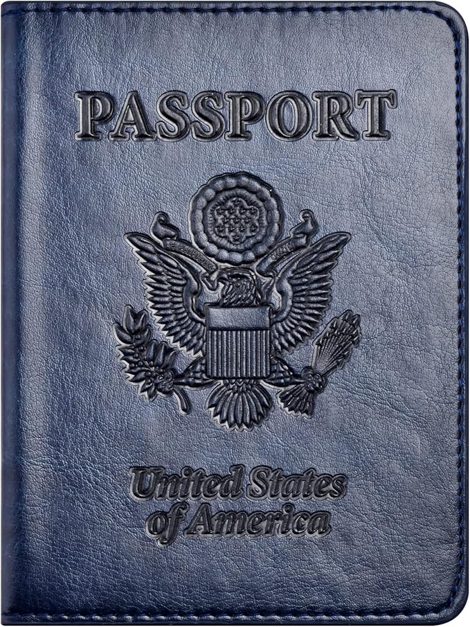 Passport and Vaccine Card Holder Combo, Passport Holder with Vaccine Card Slot, Passport Wallet, Passport Cover, Passport Case, Passport Holder for Women and Men(AB-Dark blue)