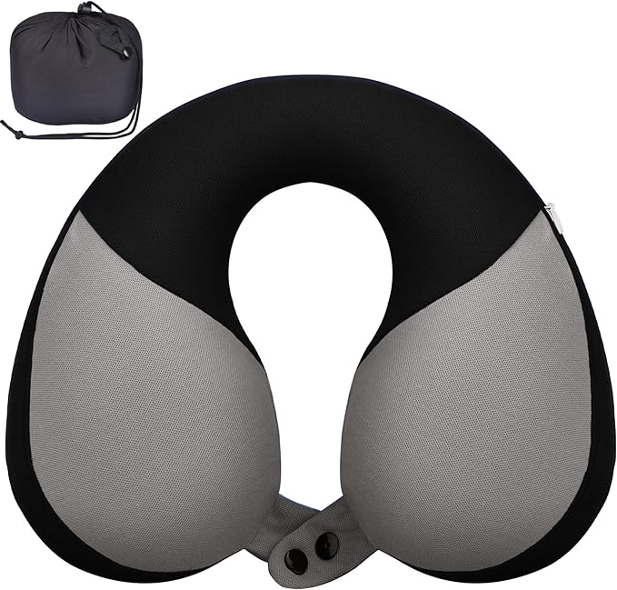 COOLBEBE Kids Travel Neck Pillow, Softly Double Support Travel Pillow for Car & Airplane, Traveling Gifts for Toddler & Children (Black)