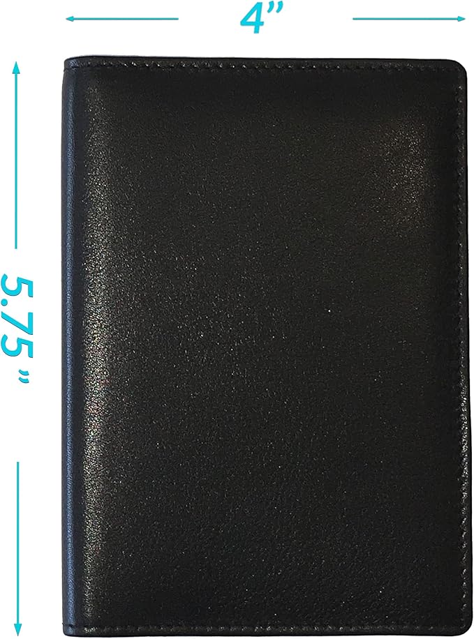 Personalized Monogrammed Black Leather RFID Passport Wallet and Luggage Tag