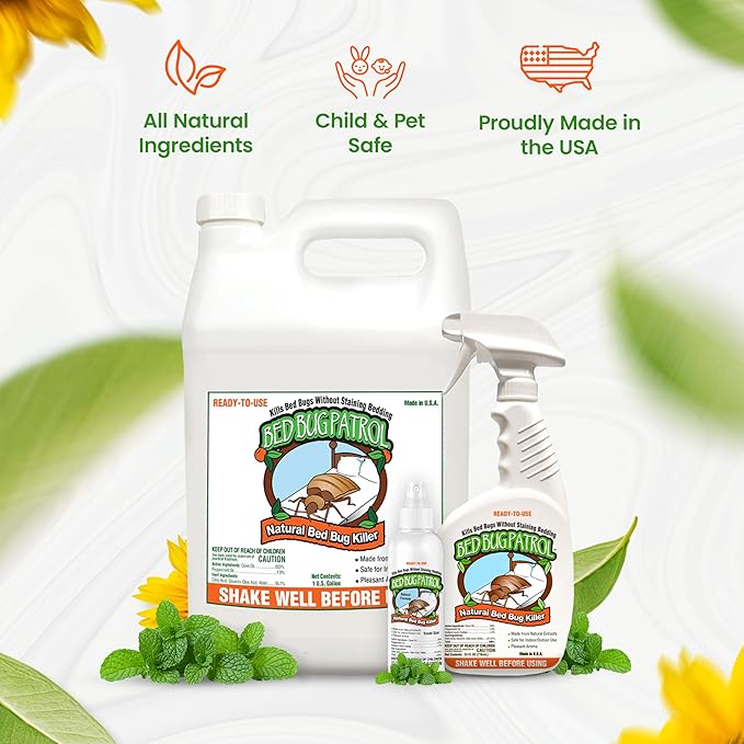 TSA Approved Bed Bug Spray 3oz – Natural Plant-Based Killer for Luggage, Travel, Hotels, Airbnb, Cars & Buses – Safe for Children & Pets – Compact On-The-Go Use – Bed Bug Patrol