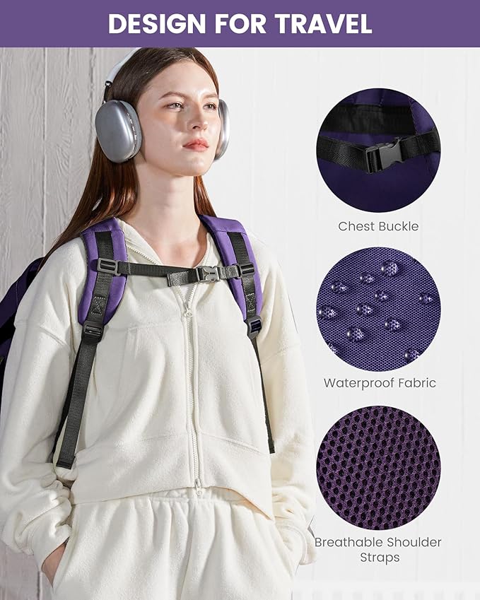 LOVEVOOK 40L Travel Backpack - Carry On & Personal Item for Women & Men, Spacious & Durable with 3 Packing Cubes