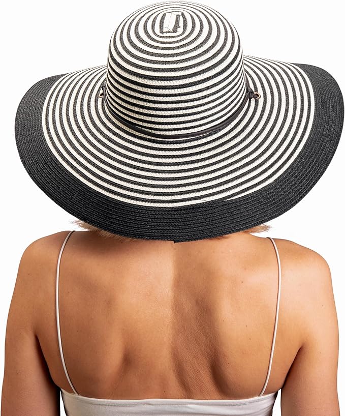 Sloggers Women's Wide Brim Braided Sun Hat with Wind Lanyard - UPF 50+ Maximum Sun Protection