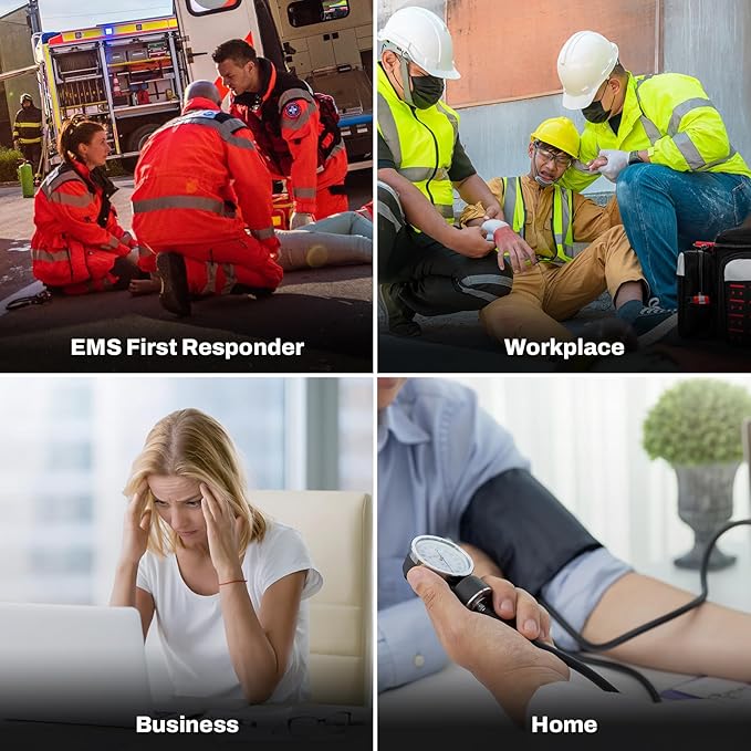 RHINO RESCUE First Responder First Aid Kit Fully-Stocked EMT Bag, Professional EMT/EMS Trauma Medical Kit, Molle System & Reflective Stripe, 300+ First Aid Supplies, Suits for Business, Home (Black)