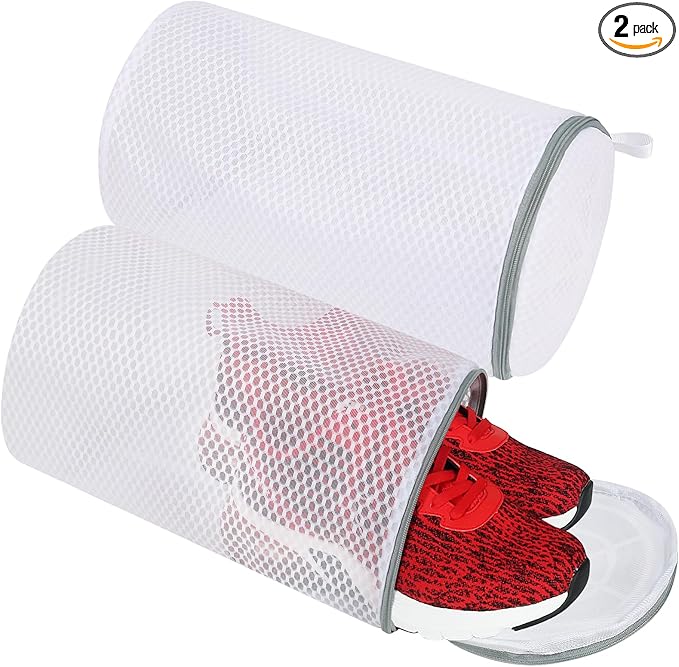 Vivifying Shoe Washing Machine Bag, 2 Pack Honeycomb Mesh Laundry Bag with Zipper for Sneakers, Running Shoes, Sock, Bras, Delicates and Toys