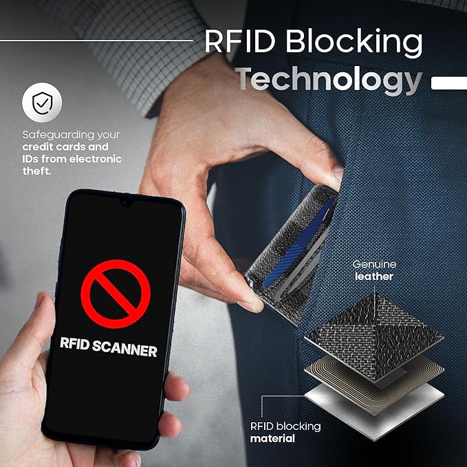 Smart Wallet With Tracker, RFID Blocking, Money Clip For Men, Works with Apple Find My (iOS Only), No Need for AirTag, Minimalist Wallet, All-in-One Model, Gift For Men.