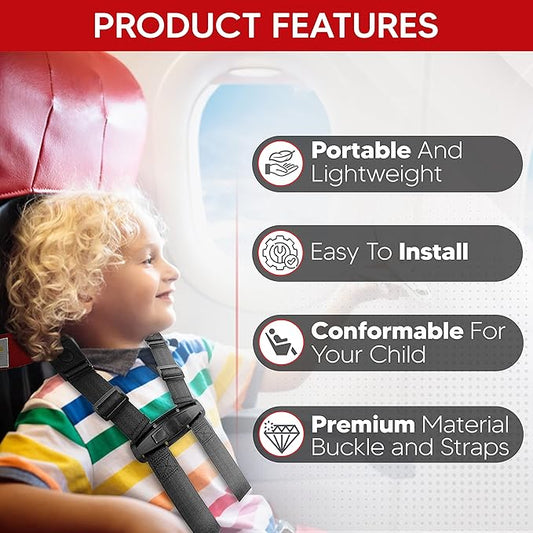 Child Airplane Safety Travel Harness - Safe and Comfortable Airplane Harness with Adjustable Straps - Airplane Travel Essentials for Kids and Toddlers