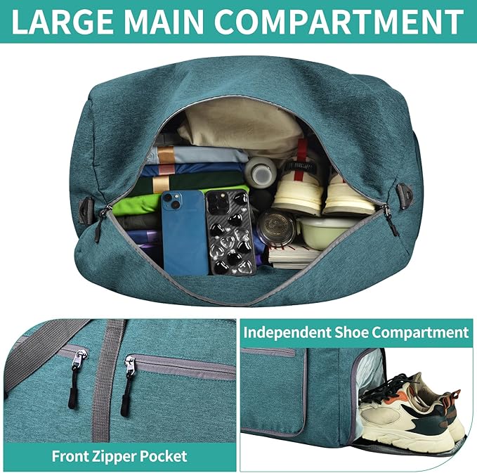 Dimayar 115L Travel Duffle Bag for Men Women - Foldable Duffel Bag with Shoes Compartment - Overnight Bags Waterproof & Tear Resistant(Green)