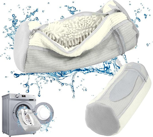 Shoe Washing Bags for Washing Machine – Durable Shoe Washing Machine Bags for All Shoe Types Sizes (Large White 2PCS）