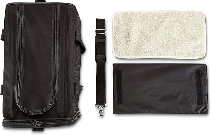 Amazon Basics Soft-Sided Mesh Pet Travel Carrier for Dog, Cat, up to 16 pounds, 16.5" L x 10.6" W x 11" H, Black