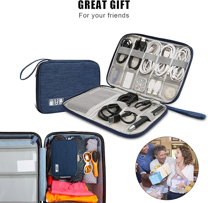 Electronic Organizer Travel Universal Cable Organizer Electronics Accessories Bag for Cable, Charger, Phone, USB, SD Card,1Pack