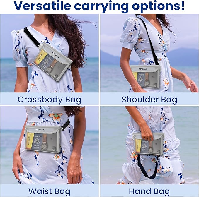 2-Pack Waterproof Fanny Pack, Phone Pouch with Waist Strap, 9x6.7 Inch Dry Bag for Phone, Cash, and Valuables – for Swimming, Kayaking, Boating, Snorkeling, and Water Sports (2, Pink + White)