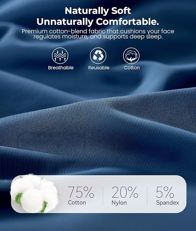 MUSICOZY 3D Bluetooth Sleep Mask with Headphones and Timer, Wireless Sleep Headphones for Side Sleepers, Eye Mask with Bluetooth Headphone, Blue