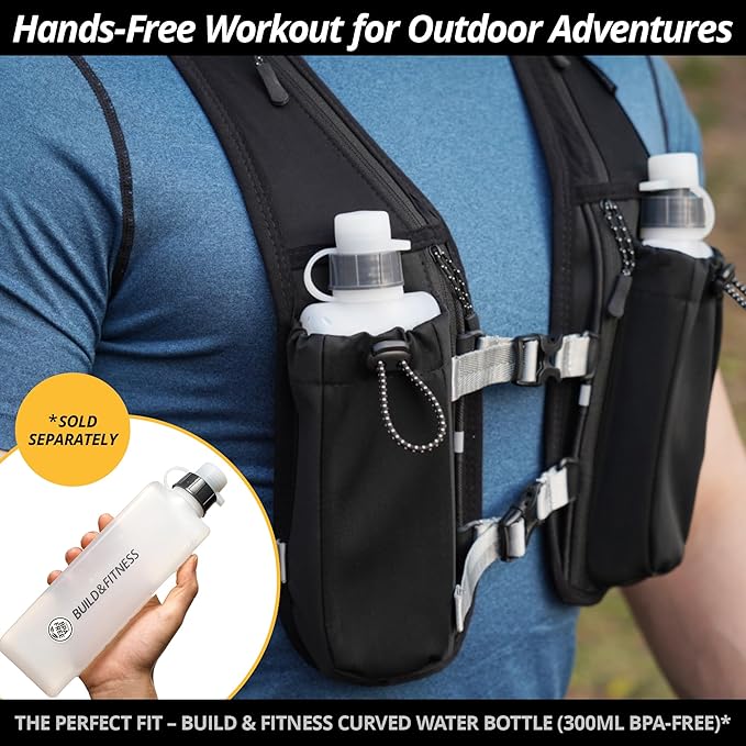 Running Hydration Vest for Women and Men. Reflective, 8 Pocket, Quick Dry, Water-Resistant, Breathable, Adjustable Backpack for Runs, Hiking, Cycling, Trails, Marathons