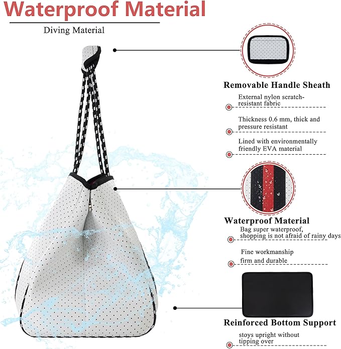 QOGiR Neoprene Multipurpose Beach Bag Tote with Inner Zipper Pocket … … … …