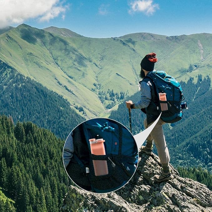 E-Senior Collapsible Water Bottle BPA Free - 20 oz Foldable Water Bottle for Travel Sports Bottles with Triple Leak Proof Lightweight (Pink)