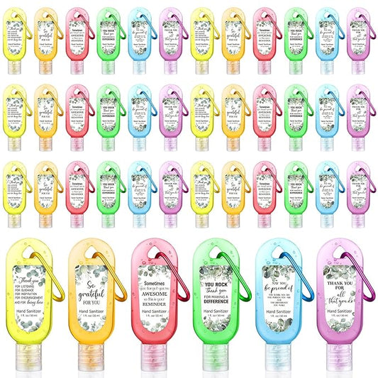 24 Pack Appreciation Hand Sanitizer Keychains Eucalyptus Mini Hand Sanitize Gel Travel Size Thank You Gift for Women Baby Shower Bridesmaid Gifts Wedding Coworker Teacher Nurse Christmas Party