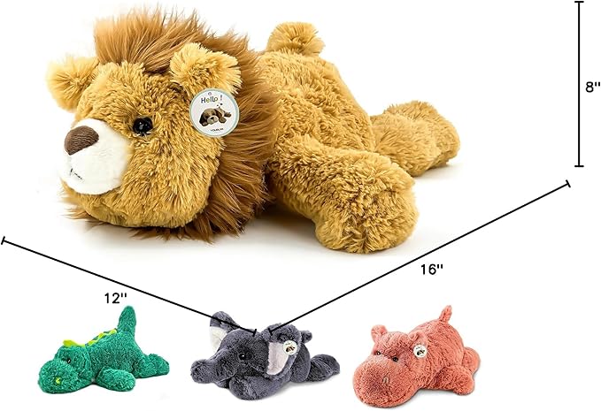 16" | 2 Pounds Yellow Lion Weighted Stuffed Animals,Sensory Comfort Plush Throw Pillow Toy,Kawaii Plushies Hugging Toy Gifts for Kids & Adults (Lion, 16 inch 2 Pounds)