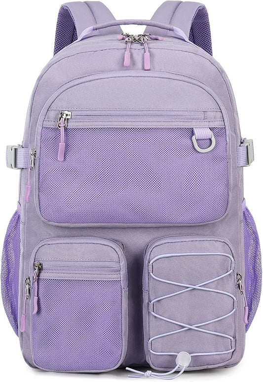 Lohol Water Resistant Backpack with Mulitiple Pockets for Travel Outdoor College, 15.6 inch Laptop Bookbag for Girl and Women (Purple)