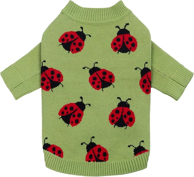 Fitwarm Ladybug Dog Sweater, Warm Dog Winter Clothes for Small Dogs Boy Girl, Pet Outfit, Green, Red, Black, XL