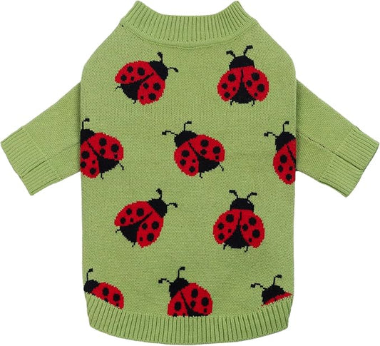 Fitwarm Ladybug Dog Sweater, Warm Dog Winter Clothes for Small Dogs Boy Girl, Pet Outfit, Green, Red, Black, Small