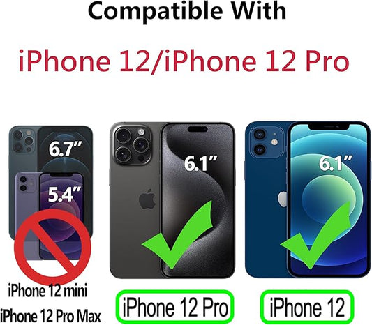 CIVICASE for iPhone 12/iPhone 12 Pro Wallet Case,Leather Flip Case [RFID Blocking] Credit Card Holder Folio Magnetic Stand TPU Shockproof Cover Color Matching for iPhone 12/iPhone 12 Pro,Black Blue