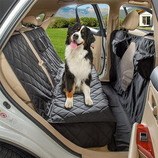 Car Seat Cover for Dogs - All Covered Back Bench Cover with Mesh Window - Hammock Combination - Detachable - Suitable for Most Vehicles (Black, X-Large)