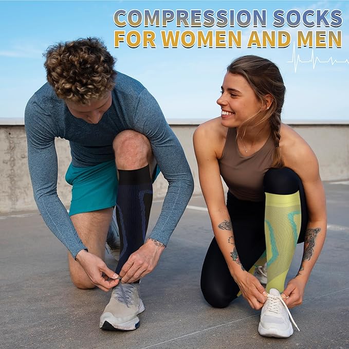 Graduated Copper Compression Socks for Men & Women Circulation 8 Pairs 15-20mmHg - Best for Running Athletic Cycling