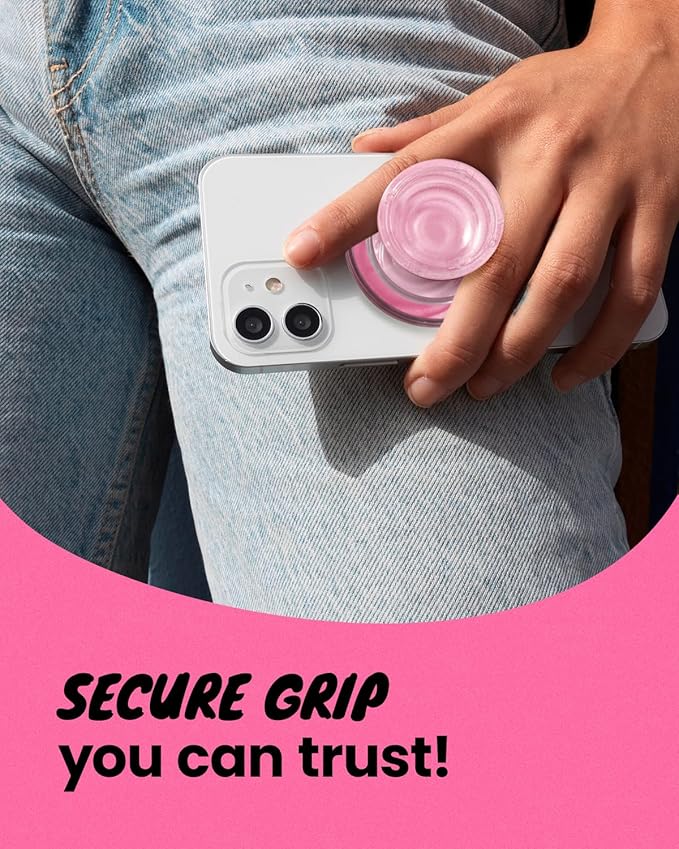 OnTheGrip Compatible with Magsafe Magnetic Authentic Translucent Color Design Collapsible Mobile Phone Grip Stand Holder for Smartphone Tablet Cell Phone Accessory (Pink)