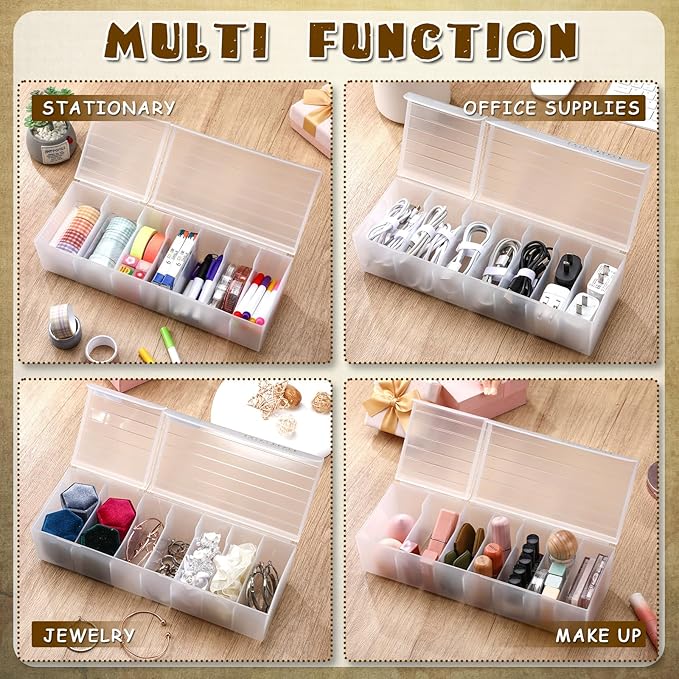 3 Pack Clear Cable Organizer Box with Wire Ties and Label, Plastic Cord Charger Storage Box with Lid Stackable Cable Storage Wire Case for Desk Drawer Office Home Organization and Accessories