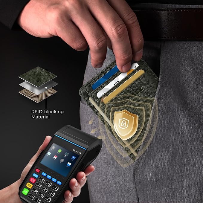 RUNBOX Slim ID Cases Minimalist Front Pocket RFID Blocking Leather Wallets for Men and Women Card Holder Wallets Gifts for men