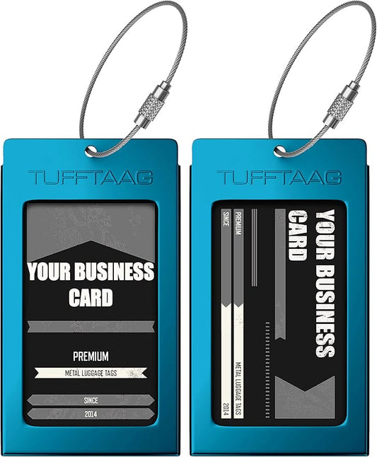 Luggage Tags Business Card Holder by TUFFTAAG - Durable Travel ID Bag Tag in Multiple Color Options, Perfect for Suitcases, Backpacks, and Carry-Ons, Easy Identification, Secure and Stylish
